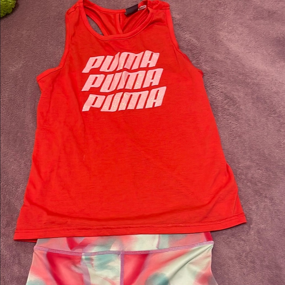 Puma Red Tank Top and Colorful Skirt Set